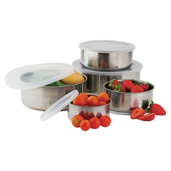 Conjunto de Tigelas de Inox com Tampa – 5 peças