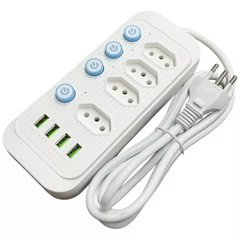 Régua Extensão 4 Tomadas E 4 Usb 4 Pd Com Botão Bivolt 110v/220v